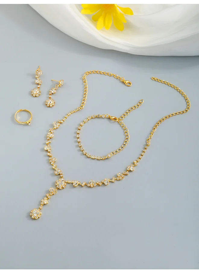 Take Two Take Two Set of 4 - Rhinestone Necklace, Bracelet, Earrings and Ring