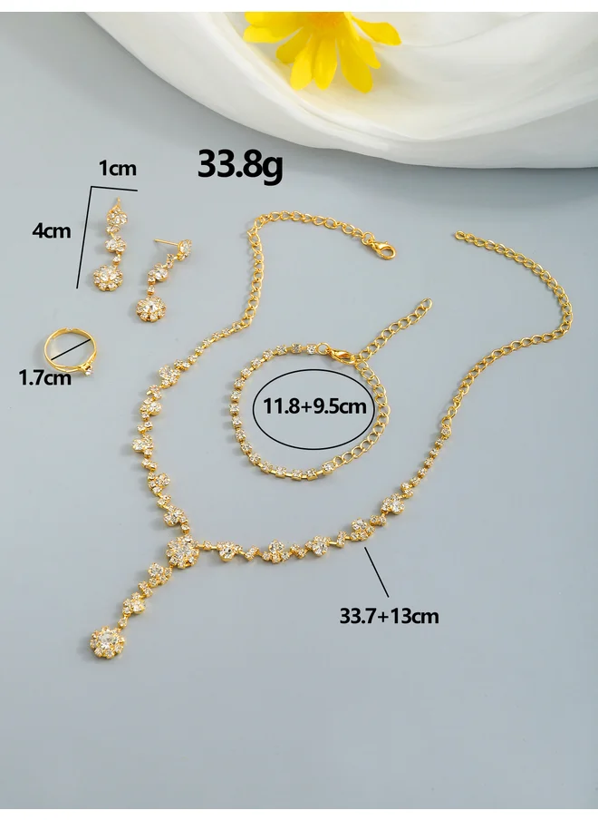 Take Two Take Two Set of 4 - Rhinestone Necklace, Bracelet, Earrings and Ring