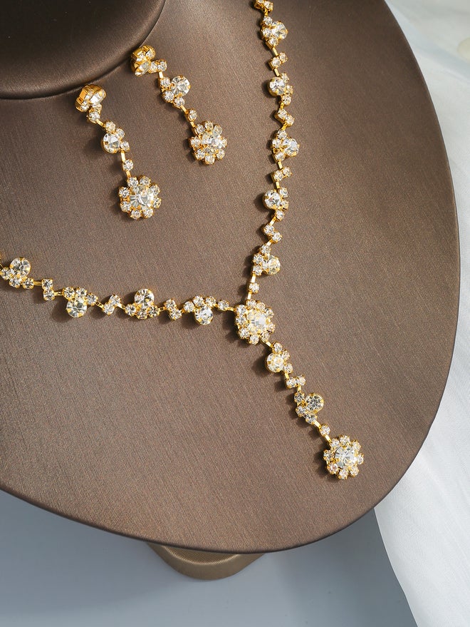 Take Two Set of 4 - Rhinestone Necklace, Bracelet, Earrings and Ring - Image 5