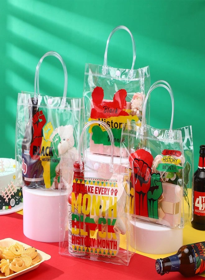 Kolldenn 40 Pcs Black History Month Gift Bags with Handle African American Freedom Day Clear PVC Treat Bags African BHM Worthwhile Commemoration Festival Party Favor Black History Month Party Supplies - Image 3