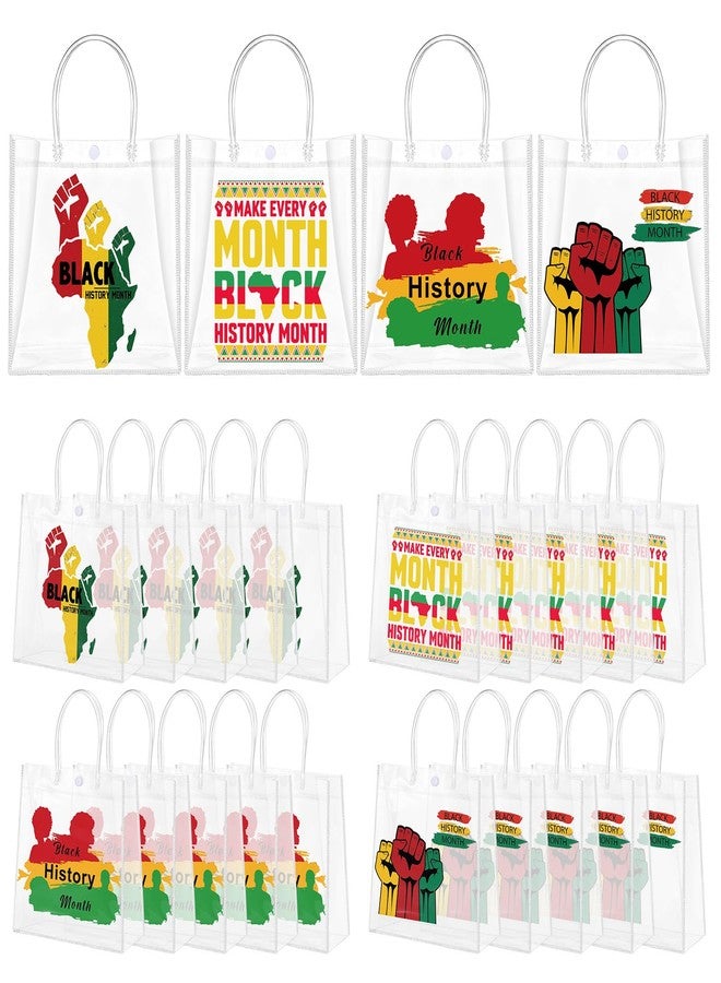 Kolldenn 40 Pcs Black History Month Gift Bags with Handle African American Freedom Day Clear PVC Treat Bags African BHM Worthwhile Commemoration Festival Party Favor Black History Month Party Supplies - Image 1