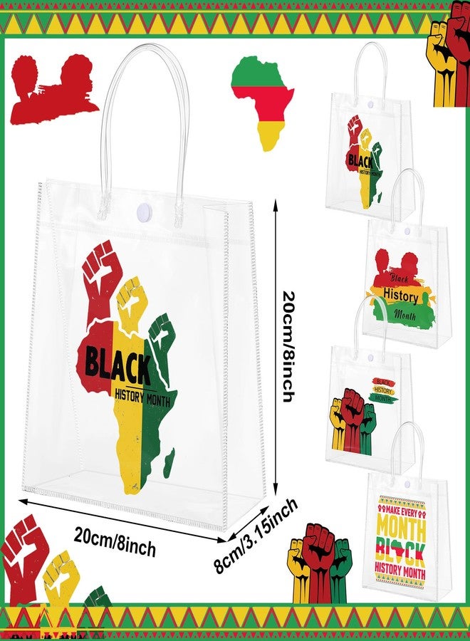 Kolldenn 40 Pcs Black History Month Gift Bags with Handle African American Freedom Day Clear PVC Treat Bags African BHM Worthwhile Commemoration Festival Party Favor Black History Month Party Supplies - Image 2
