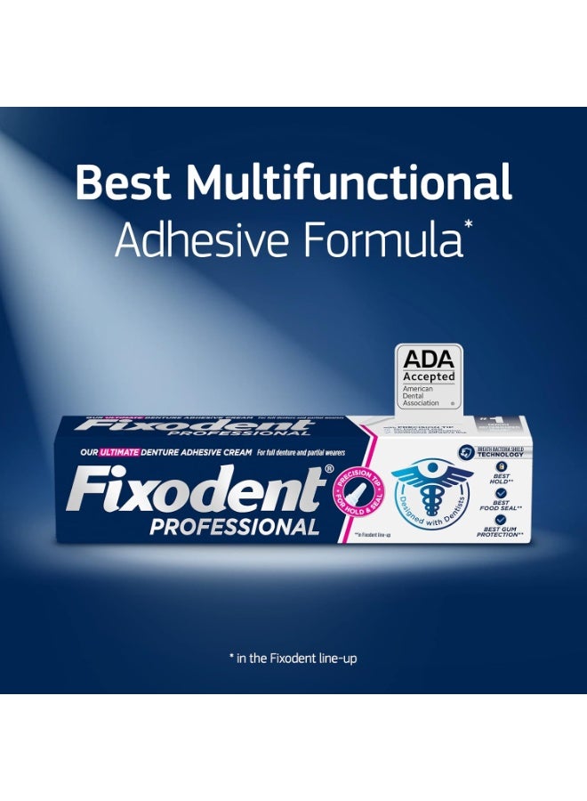 Fixodent Professional Ultimate Denture Adhesive Cream for Strong, All-Day Hold for Full and Partial Dentures, 1.8 oz Tube with Breath Bacteria Shield and Precision Tip (3 Pack) - Image 3