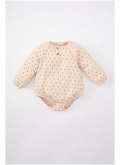 Babygirl New Born Regular Fit Button Neck Knitted Long Sleeve Snap Body