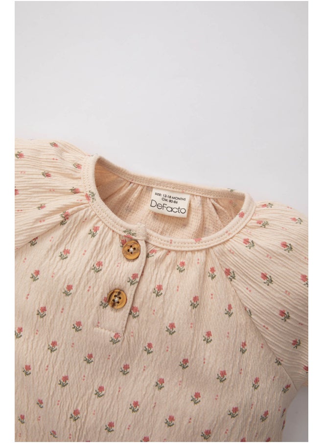 DeFacto - Babygirl New Born Regular Fit Button Neck Knitted Long Sleeve Snap Body - Image 1