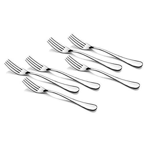 fnS Victoria Food Grade Safe Stainless Steel Round Handle Dinner Fork -Set of 6 Forks for Dining Table, Home and Kitchen - Image 1