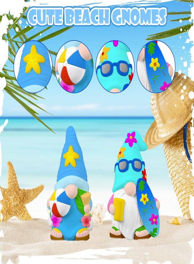 Poen 2 Pack Beach Summer Ready to Paint Your Own Gnome Statues, 4 Inches Mini Blank Ceramics to Paint Unpainted Gnome Figurines Crafts DIY Arts for Farmhouse Gift Decor (Beach Style) - Image 5