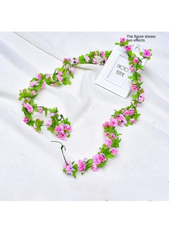 Generic 4-Pieces double head rose vine garland artificial flower plant multicolour Pink  - Image 1
