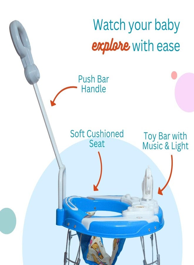 Maanit Baby Walkerr for Kids, Foldable Walkerr with Parent Control Handle | Walkerr for Baby with Music & Light, | Walkerr for 6-12 Months Boy & Girl (Blue) - Image 2