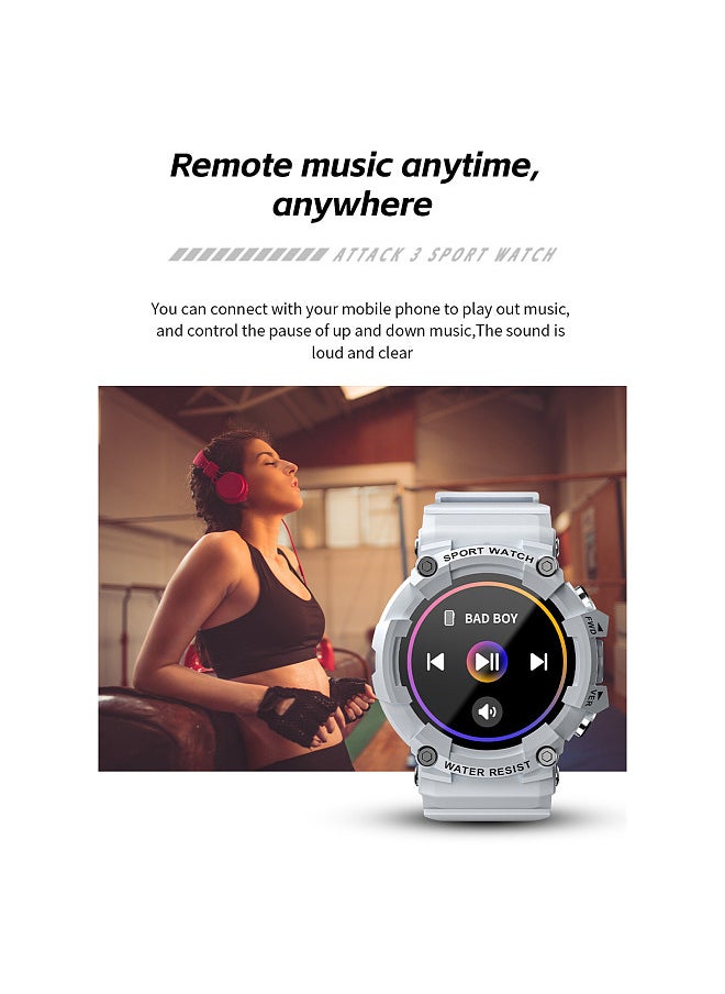 ATTACK 3 Smart Sports Watch, 1.28'' TFT Full-touch Screen, BT Call, ECG Monitoring Multiple Sports Mode, Music Control/Remote Camera, Compatible with Android iOS