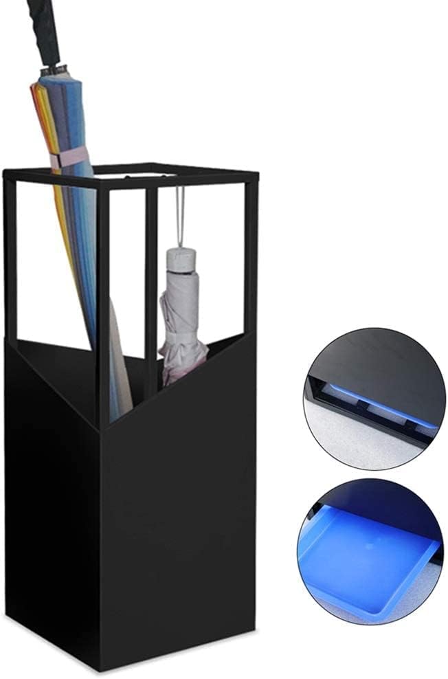 OGFC 500102 Black Umbrella Stand with Removable Plastic Drip Tray - Home Entry Hallway Umbrella Basket for Canes, Tall 60cm/23.6" - Image 2