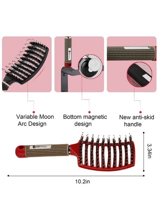 dootdott - Voremy Magic Brush Detangler Boar Bristle Hair Brush Detangling Brush For Curly Hair Hairstreaq Detangling Brush For Kids Curved Vented Hair Brush Detangler Brush For Women Wet And Dry Hair (Black) - Image 1