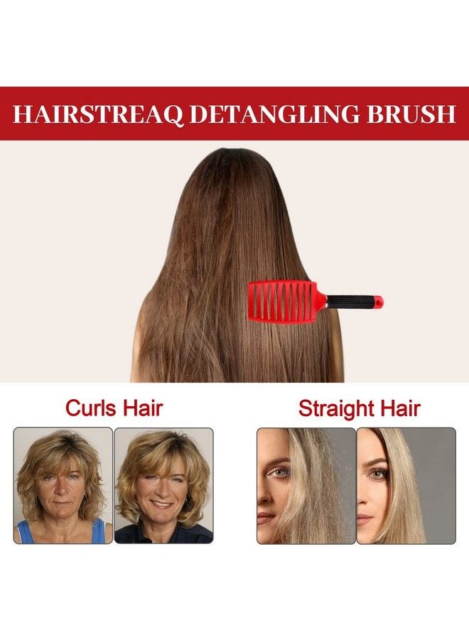 dootdott - Voremy Magic Brush Detangler Boar Bristle Hair Brush Detangling Brush For Curly Hair Hairstreaq Detangling Brush For Kids Curved Vented Hair Brush Detangler Brush For Women Wet And Dry Hair (Black) - Image 1