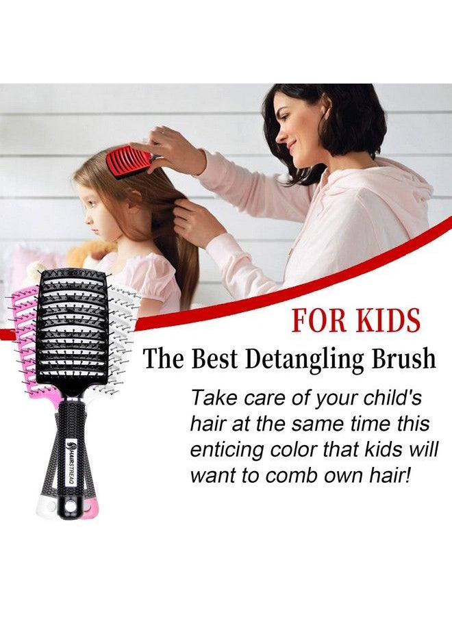 dootdott - Voremy Magic Brush Detangler Boar Bristle Hair Brush Detangling Brush For Curly Hair Hairstreaq Detangling Brush For Kids Curved Vented Hair Brush Detangler Brush For Women Wet And Dry Hair (Black) - Image 1