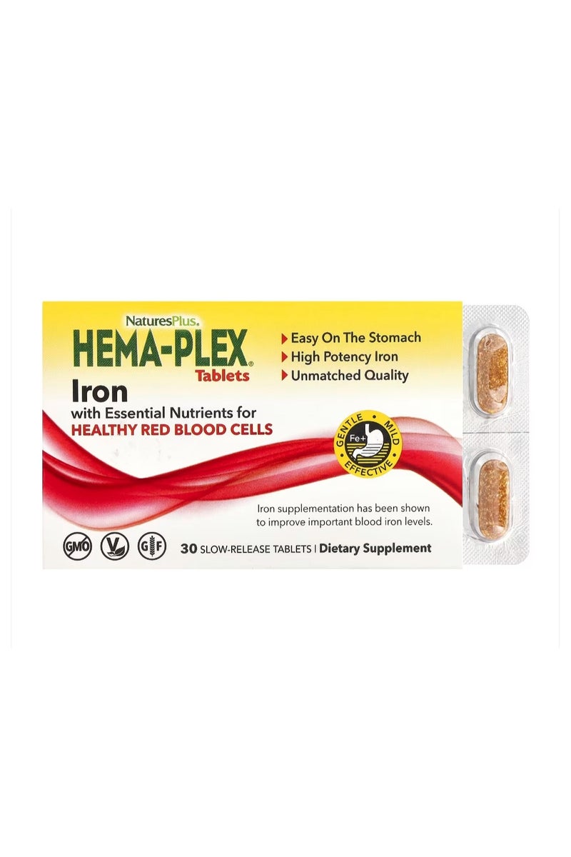NaturesPlus Hema-Plex Iron 30 Slow-Release Tablets - Image 1