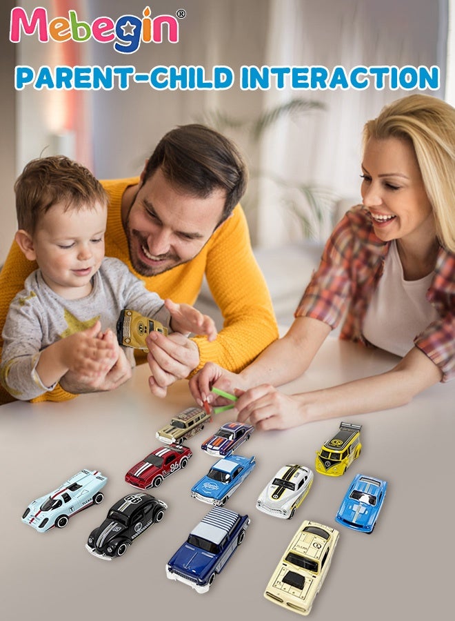 ميبيجين مجموعة ألعاب سيارات سحب 12 قطعة، مجموعة سيارات سباق مصغرة مصبوبة بالقالب، ألعاب دفع وانطلاق بمقياس 1:64، سهلة الحمل والتنظيم، هدايا مثالية للأولاد - Image 2