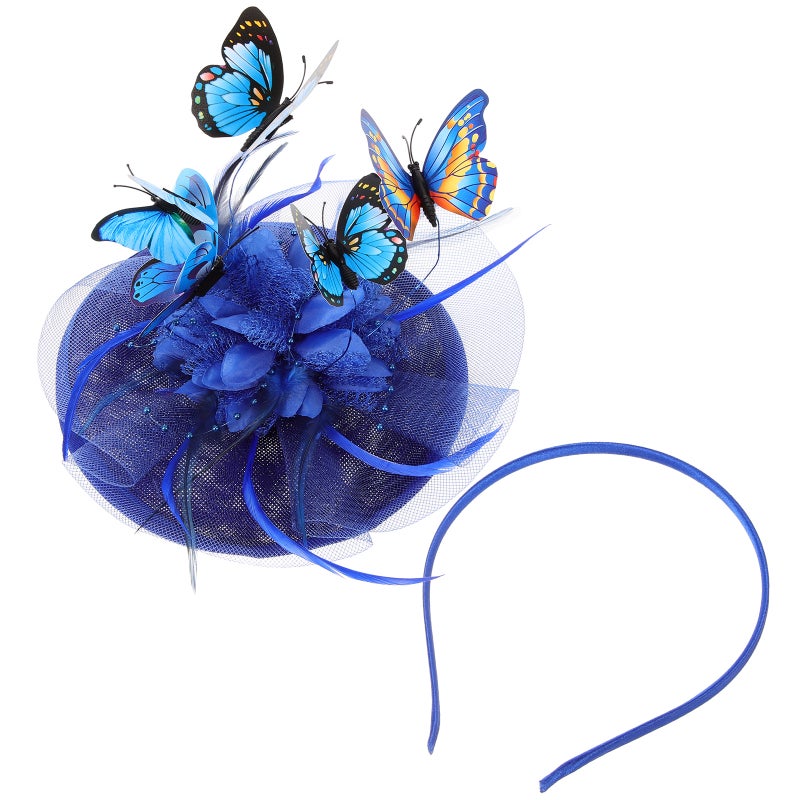 Butterflies Fascinator Hat Tea Party Wedding Bridal Hair Accessory for Women Girls - Image 1