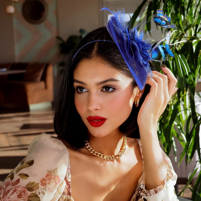 Butterflies Fascinator Hat Tea Party Wedding Bridal Hair Accessory for Women Girls - Image 3