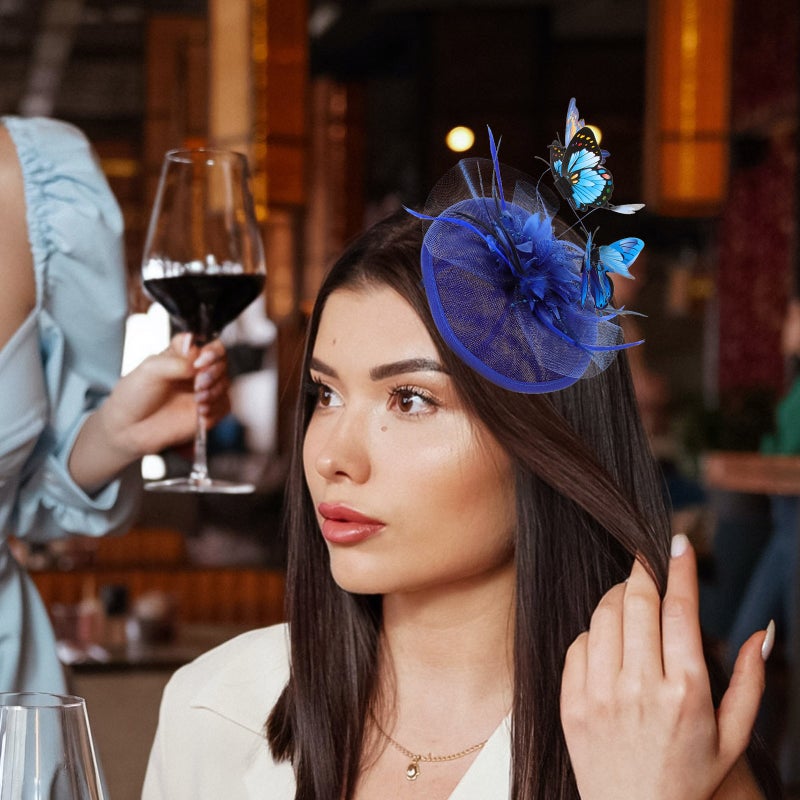 Butterflies Fascinator Hat Tea Party Wedding Bridal Hair Accessory for Women Girls - Image 4
