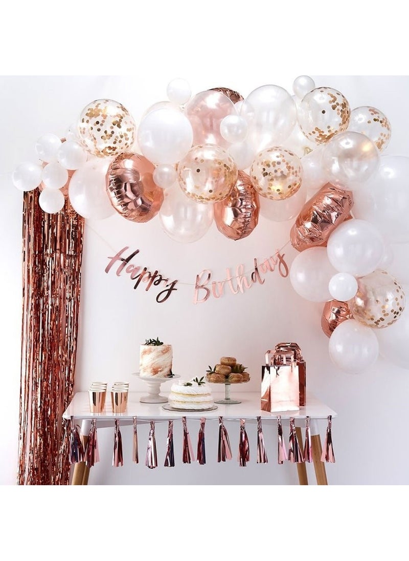 Ginger Ray Balloon Arch Kit Rose Gold White Latex Foil DIY 70-Pack 4m - Image 2