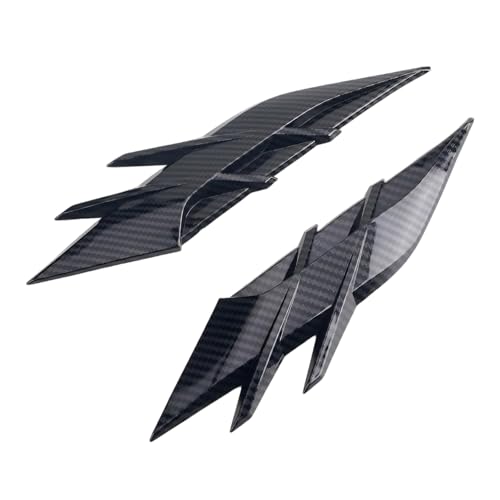 Foelony 2 PCS Car Fender Side Vent Stickers 3D AntiCollision Vehicle Side Wing Decals Sporty Side Vent Edge WingShaped Design Stickers Universal for Most Cars Carbon Fiber - Image 1