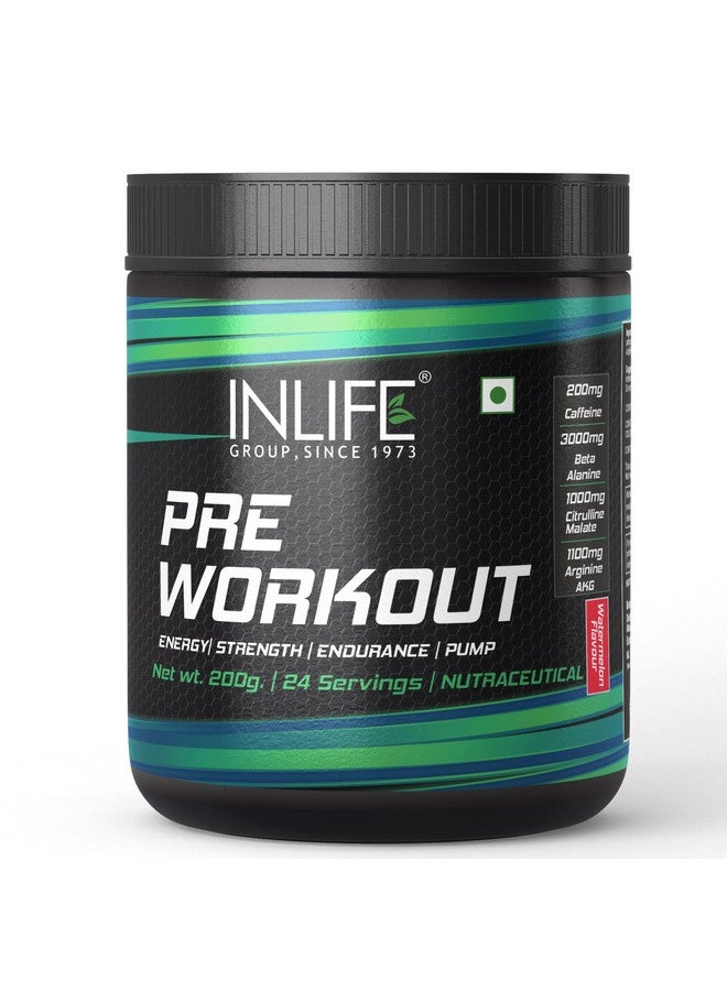 Inlife INLIFE Pre-Workout Supplement 200mg Caffeine,1000mg Citrulline,1100mg Arginine AAKG,3000mg B-Alanine,Creatine,Taurine, Betaine Anhydrous Pre Workout Formula Men & Women 200g, 24 Servings (Watermelon)  - Image 1