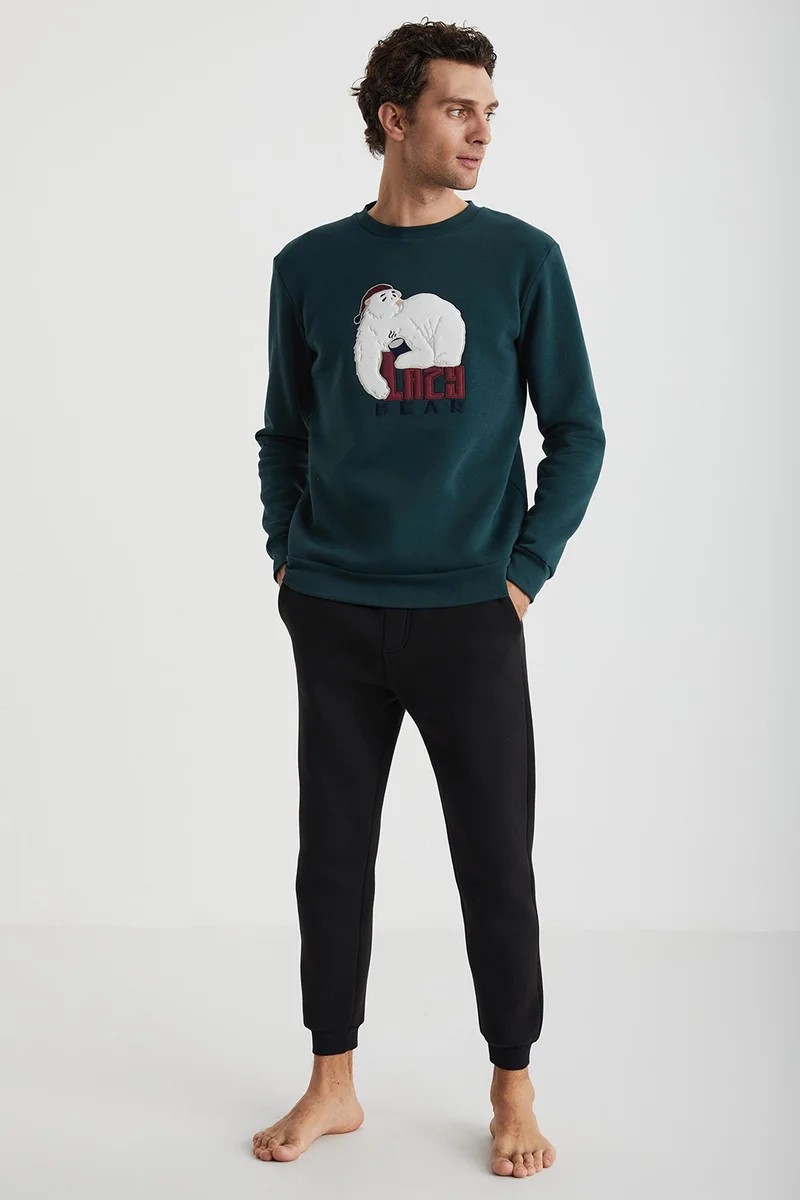 KOM Lazy Embroidered Men's Pajama Sweatshirt