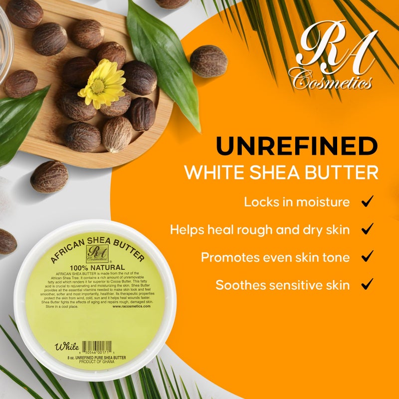 RA COSMETICS REAL African Shea Butter Pure Raw Unrefined From Ghana"IVORY" 8oz. CONTAINER - Image 3