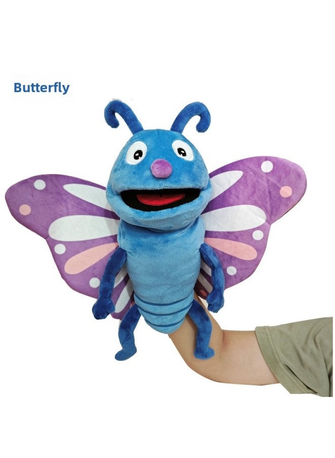 Insect Puppet Toy Moving Mouth Plushie Cartoon Caterpillar Animal Hand Puppet For Kindergarten Children's Play-Color:Butterfly-Height:40cm - Image 1