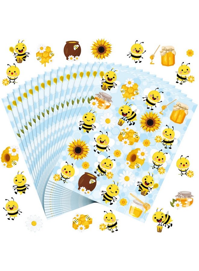 Teling 500 Pieces Bee Theme Stickers For Kids Bee Honey Stickers Cute Waterproof Summer Bee Decals For Teachers Students Reward Spring Classroom Bee Theme Party Birthday Baby Shower Decoration - Image 1