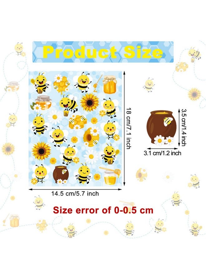Teling 500 Pieces Bee Theme Stickers For Kids Bee Honey Stickers Cute Waterproof Summer Bee Decals For Teachers Students Reward Spring Classroom Bee Theme Party Birthday Baby Shower Decoration - Image 3