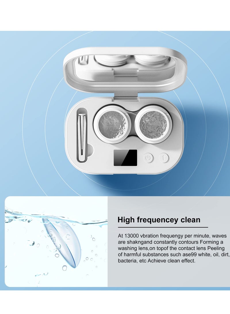 Portable Ultrasonic Contact Lens Cleaner Machine with USB Charger and LED Display for Quick and Gentle Cleaning of Soft and Hard Lenses - Ideal for Daily Care (White) - Image 3