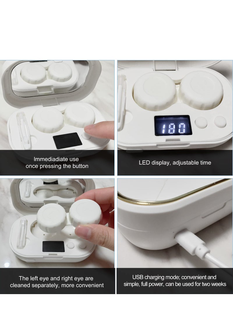Portable Ultrasonic Contact Lens Cleaner Machine with USB Charger and LED Display for Quick and Gentle Cleaning of Soft and Hard Lenses - Ideal for Daily Care (White) - Image 5