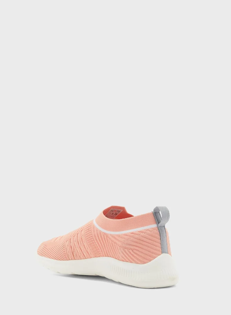 Ginger White Trim Knit Pull On Comfort Shoe