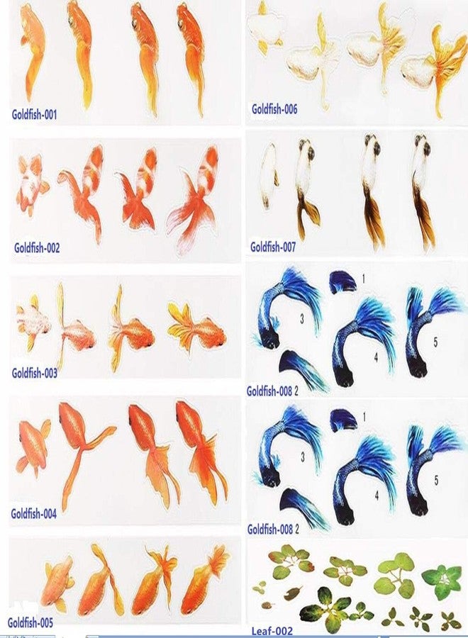 Cafurty 10 Sheets 3D Resin Koi Fish Painting Sticker Goldfish Stickers with 3D Effect Koi Pond Clear Film Filling Material for Resin Art (9 Kinds) - Image 1