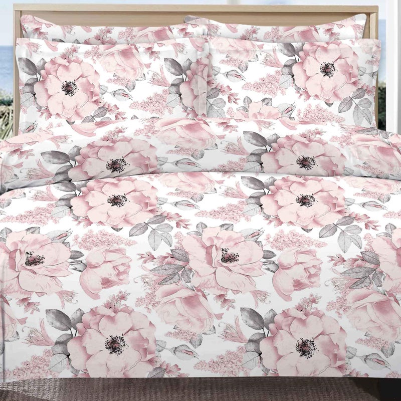 Amali  6 Pieces Bedsheet Set King Size (200 x 200+35cm) Polycotton Including 1 Duvet Cover 1 Fitted Sheet 2 Oxford & 2 Standard Pillowcases Durable & LongLasting Quality - Image 3