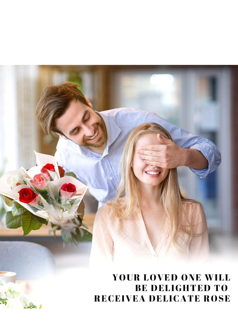 100 قطعة أكمام الزهور الفردية، أكياس تغليف الورد المقاومة للماء مع أربطة ليوم الأم، الزفاف، عيد الميلاد، لوازم بائع الزهور - Image 5