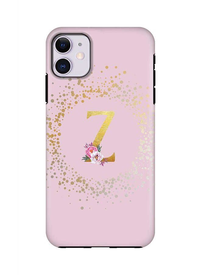 Stylizedd Monogram Tough Cover for Apple iPhone 11 Case Custom Initials Letter Floral Pattern Tough Pro Dual Layer hybrid PC inner TPU protection Alphabet- Z (Pink) - Image 1