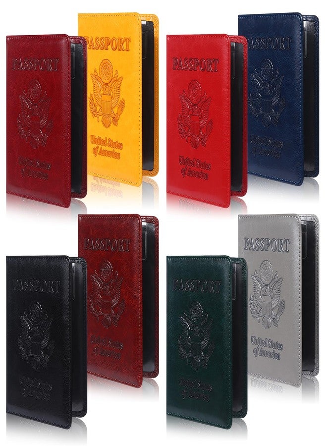 Beupy 8 PCS Passport Holder Cover Combo Leather Passport Holder Combo with Vaccine Card Slot Passport Cover Passport Case Cover Protector PU Travel Documents Organizer for Women and Men Passport Wallet - Image 1