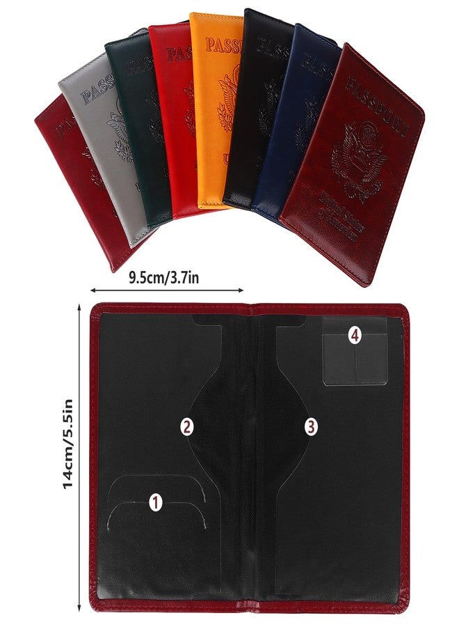 Beupy 8 PCS Passport Holder Cover Combo Leather Passport Holder Combo with Vaccine Card Slot Passport Cover Passport Case Cover Protector PU Travel Documents Organizer for Women and Men Passport Wallet - Image 2