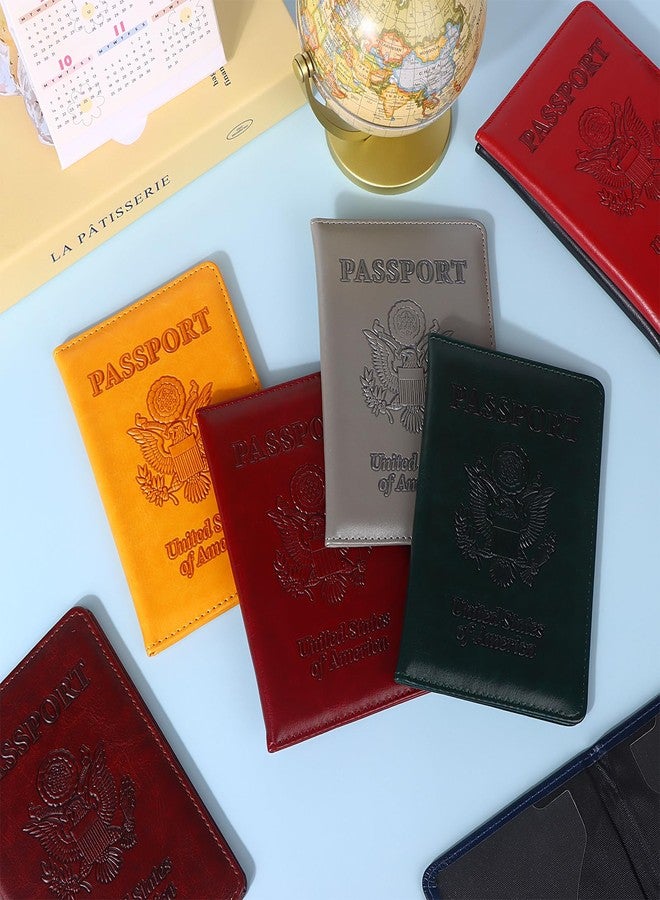 Beupy 8 PCS Passport Holder Cover Combo Leather Passport Holder Combo with Vaccine Card Slot Passport Cover Passport Case Cover Protector PU Travel Documents Organizer for Women and Men Passport Wallet - Image 5