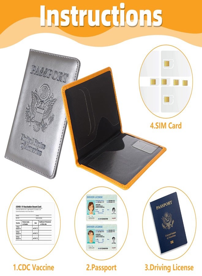 Beupy 8 PCS Passport Holder Cover Combo Leather Passport Holder Combo with Vaccine Card Slot Passport Cover Passport Case Cover Protector PU Travel Documents Organizer for Women and Men Passport Wallet - Image 3