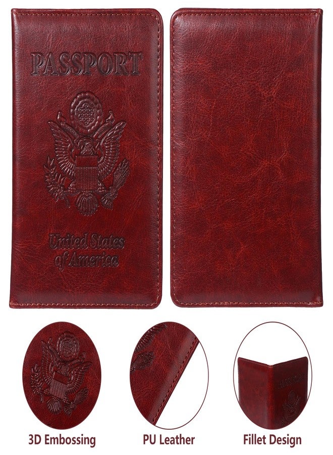 Beupy 8 PCS Passport Holder Cover Combo Leather Passport Holder Combo with Vaccine Card Slot Passport Cover Passport Case Cover Protector PU Travel Documents Organizer for Women and Men Passport Wallet - Image 4
