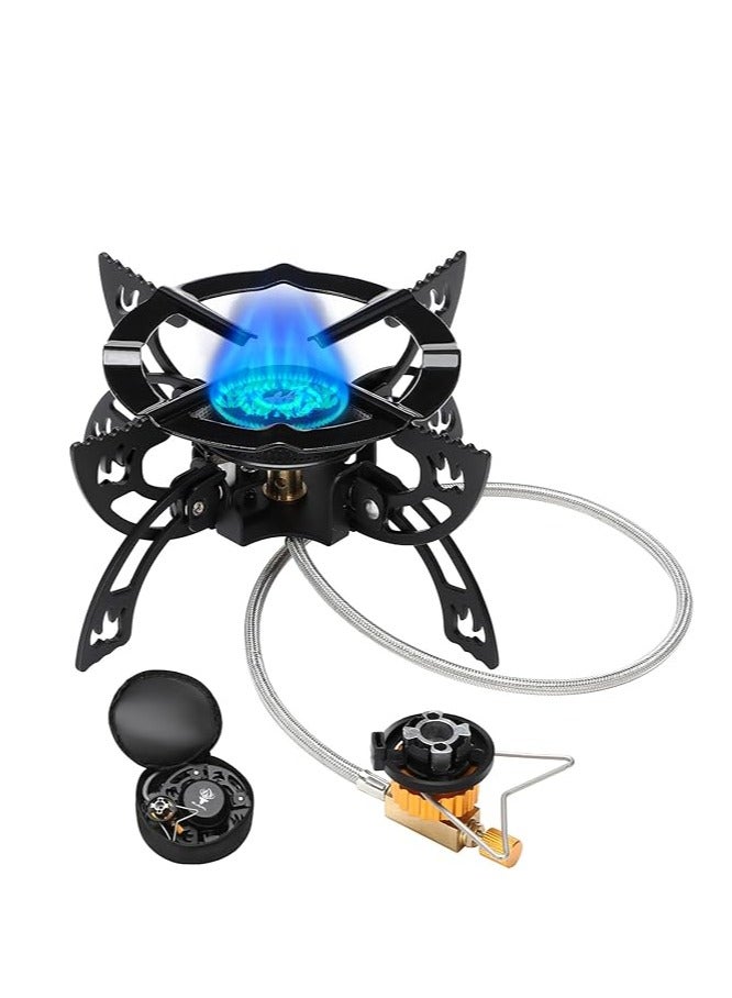 3800W Backpacking Stove Portable Camping Stove Gas Portable Windproof Camp Stove Foldable Backpack Stove with Pot Brackets for BBQ Hiking Camping Trekking Fishing Picnic - Image 1