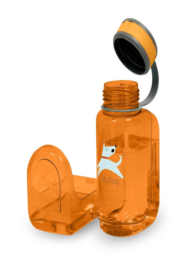 OllyDog OllyBottle, Dog Water Bottle, Pet Water Dispenser with Detachable Bowl, Pet Accessories for Outdoor Walking, Hiking, Travel (600ml, Flame) - Image 1