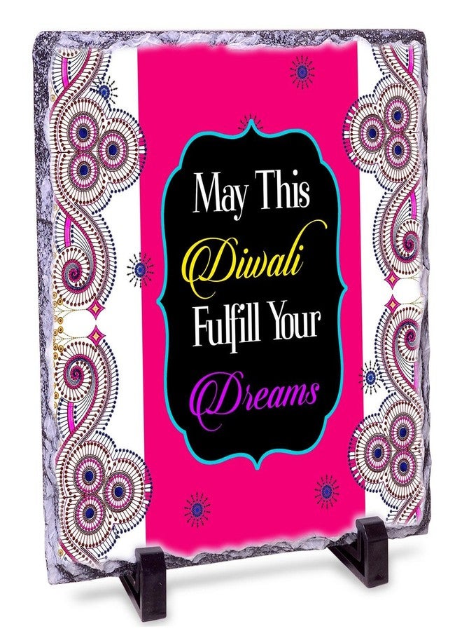 Alwaysgift أتمنى أن يحقق عيد ديوالي هذا أحلامك! طقم هدايا يتضمن: مصباحين دياس، محفظة، سلسلة مفاتيح على شكل وجه مبتسم، وإطار من بلاط صخري. - Image 3