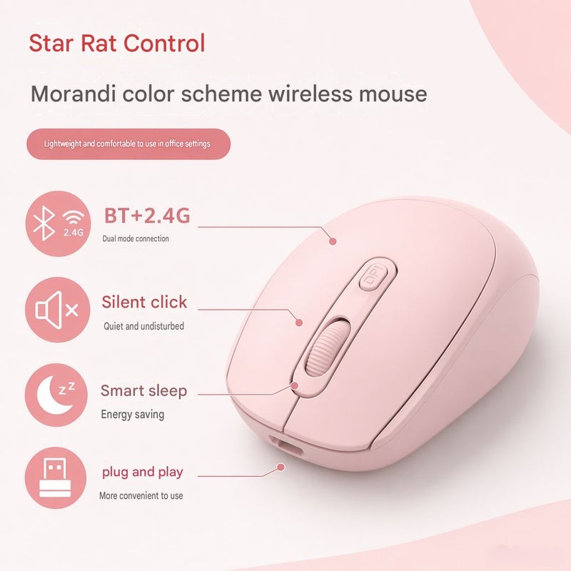 Dual Mode Rechargeable Bluetooth Wireless Mouse, Adjustable DPI Sensitivity, Silent Click Buttons, Lightweight Compact Portable, Type-C Fast Charging, 5 Colors Available, Compatible with Tablet Laptop Phone Desktop Windows iOS  Android - Image 2