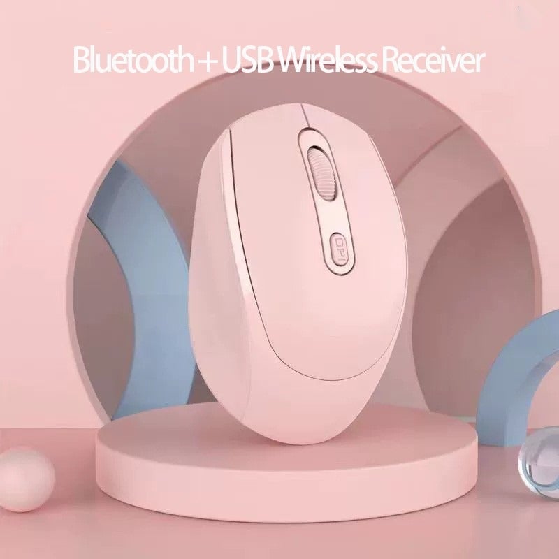 Dual Mode Rechargeable Bluetooth Wireless Mouse, Adjustable DPI Sensitivity, Silent Click Buttons, Lightweight Compact Portable, Type-C Fast Charging, 5 Colors Available, Compatible with Tablet Laptop Phone Desktop Windows iOS  Android - Image 1