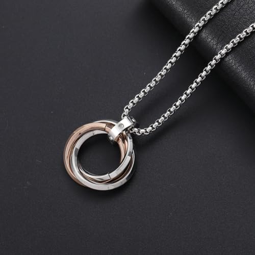 XFSAFDM 2pcs Three-Ring Geometric Fashion Necklace for Men and Women, silver chain for man, Simple and Personalized, Versatile Pendant Sweater Necklace, Featured Daily Accessories Gift - Image 5
