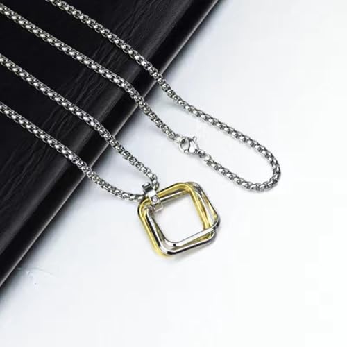 XFSAFDM 2pcs Three-Ring Geometric Fashion Necklace for Men and Women, silver chain for man, Simple and Personalized, Versatile Pendant Sweater Necklace, Featured Daily Accessories Gift - Image 4